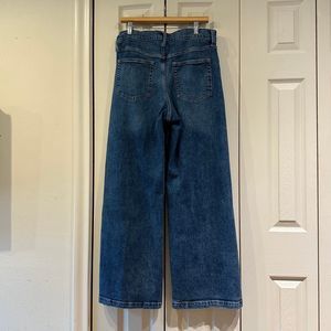 GAP High Rise Stride Jeans Dark Wash Stretch High Waisted Wide Leg 32 14
